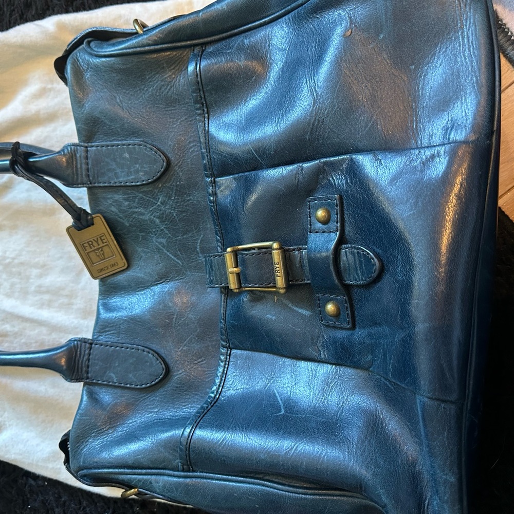 Frye Metallic Blue Leather Tote